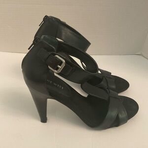 NINE WEST Sashayo Black Strappy Sandal Pump 8.5